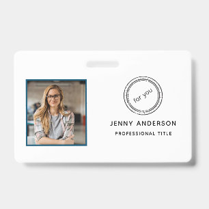 Employee ID Badge with Photo, Barcode, Logo & Name