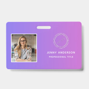 Employee ID Badge with Photo, Barcode, Logo & Name