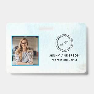 Employee ID Badge with Photo, Barcode, Logo & Name