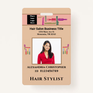 Employee ID Card Hair Stylist Photo Custom Badge