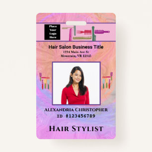 Employee ID Card Hair Stylist Photo Custom Badge