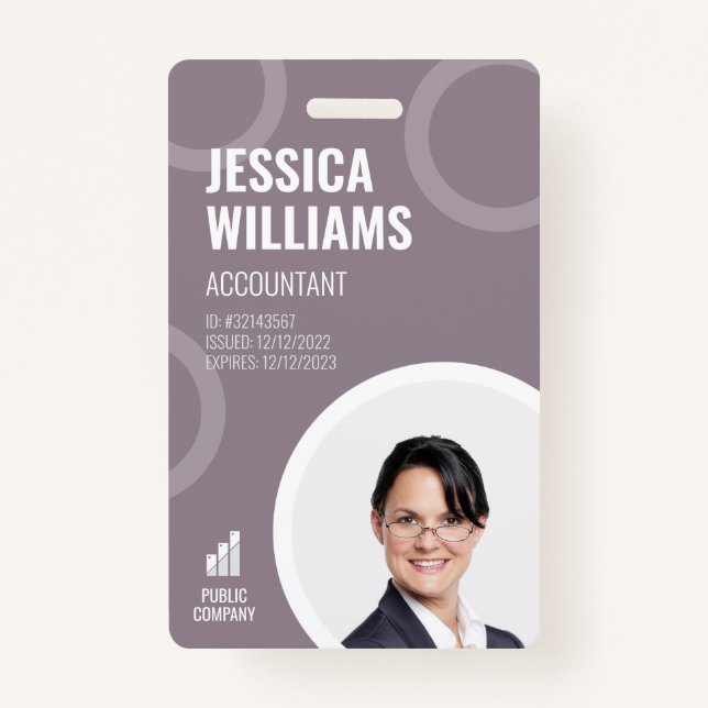 Employee ID Card Modern Grey Staff Badge (Front)
