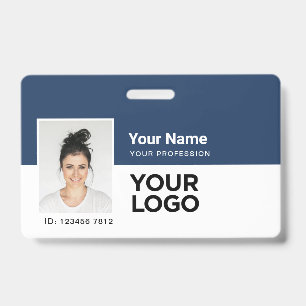 Employee ID Company Photo Bar or Qr Code Logo Name Badge