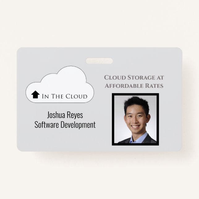 Employee ID Light Grey & Black Horizontal Badge (Front)