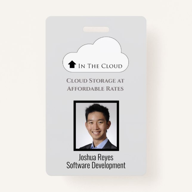 Employee ID Light Grey & Black Vertical Badge (Front)