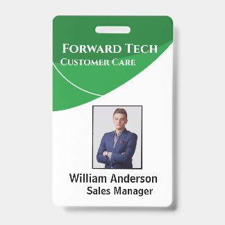 Employee ID Modern Green Swirls Badge
