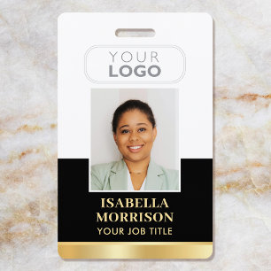Employee ID Name Company Logo Black Gold Business Badge