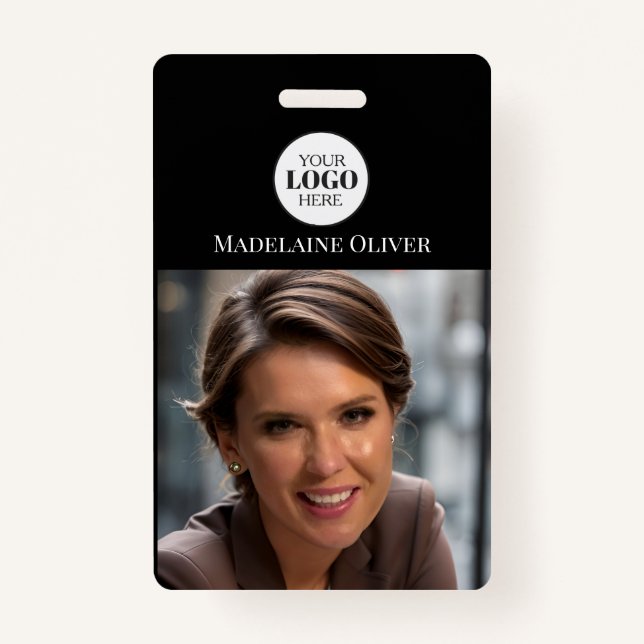 Employee ID Photo Badge Black White  (Front)