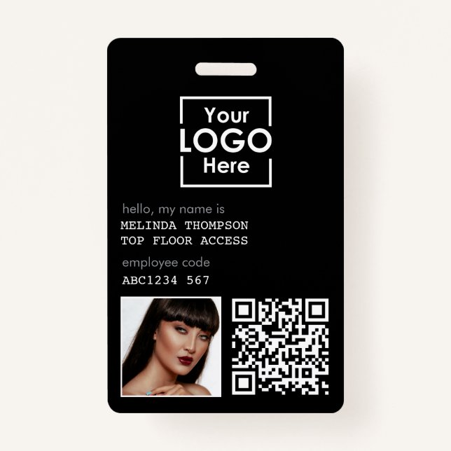 Employee ID Photo Company Identification QR Code Badge (Front)