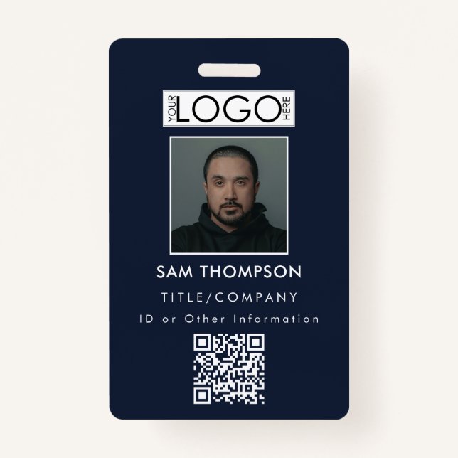 Employee ID Photo Company Security Badge QR Code (Front)