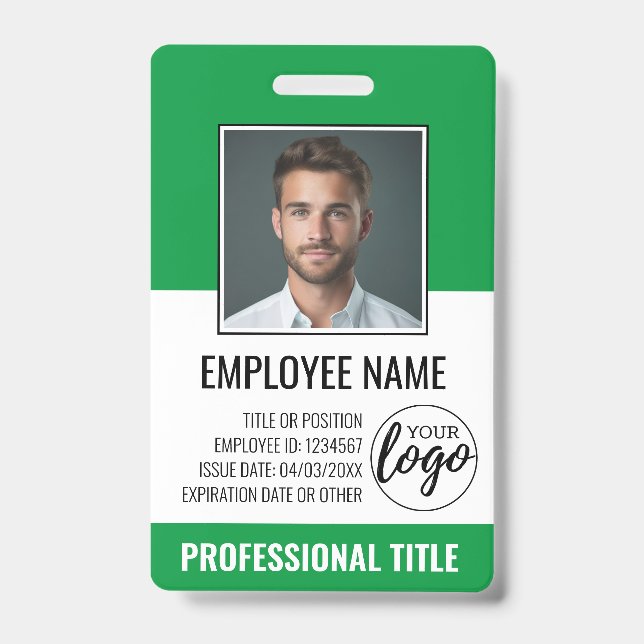 Employee ID - Photo, Logo, Title - Custom Plastic Badge (Front)
