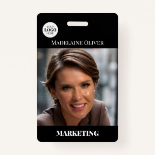 Employee ID Photo QR Code Black Logo Badge