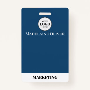 Employee ID Photo QR Code Blue Logo Badge