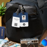 Employee ID Photo, Qr Code, Logo, Name Luggage Tag<br><div class="desc">Easily personalize this Custom Employee Name Luggage Tag with Photo, Scan Qr Code and business logo. A simple business design in navy blue and white colours fully customizable in front and back sizes, sans-serif basic and modern fonts and a professional and clear look. Perfect as Employee Business Travel Gadgets, Travel...</div>