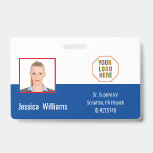 Employee ID with a Photo Blue Business Logo Badge