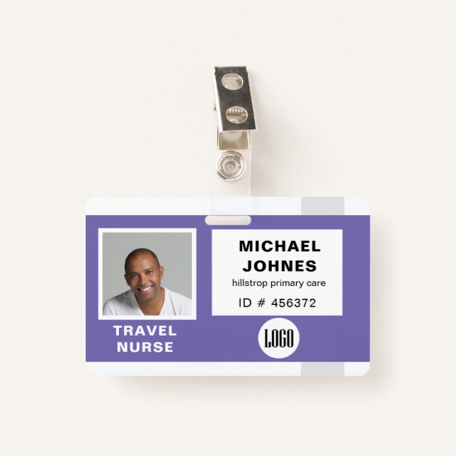 Employee Logo And Photo Name Tag Badge (Front with Clip)