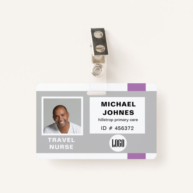 employee logo and photo name tag badge (Front with Clip)