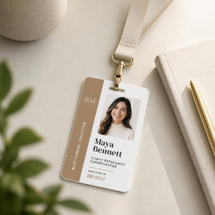 Employee Logo Badge Professional Company ID Beige
