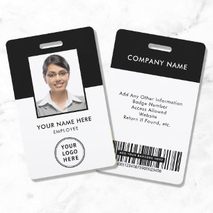 Employee Logo Bar Code Black Photo ID Badge