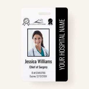 Employee Logo Bar Code Black Photo ID Badge