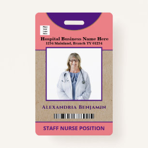 Employee Logo Bar Code Logo Photo Name ID Card Badge