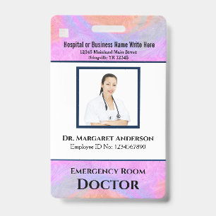 Employee Logo Bar Code Photo Name Custom Badge