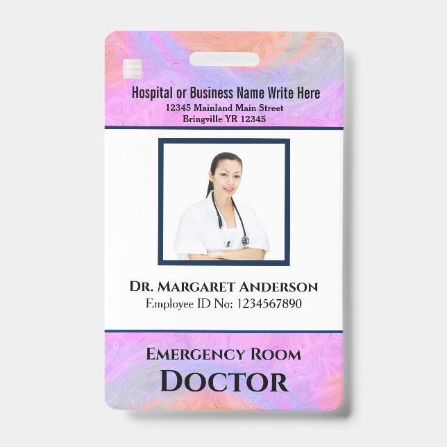 Employee Logo Bar Code Photo Name Custom Badge (Front)