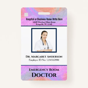 Employee Logo Bar Code Photo Name Custom Badge