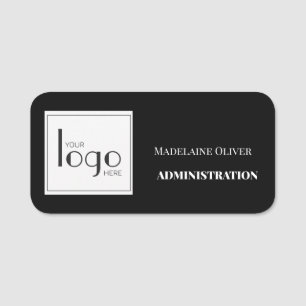 Employee Logo Black White Simple Name Tag