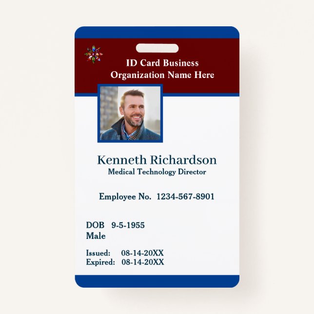 Employee Logo Business Bar Code Card Custom Badge (Front)