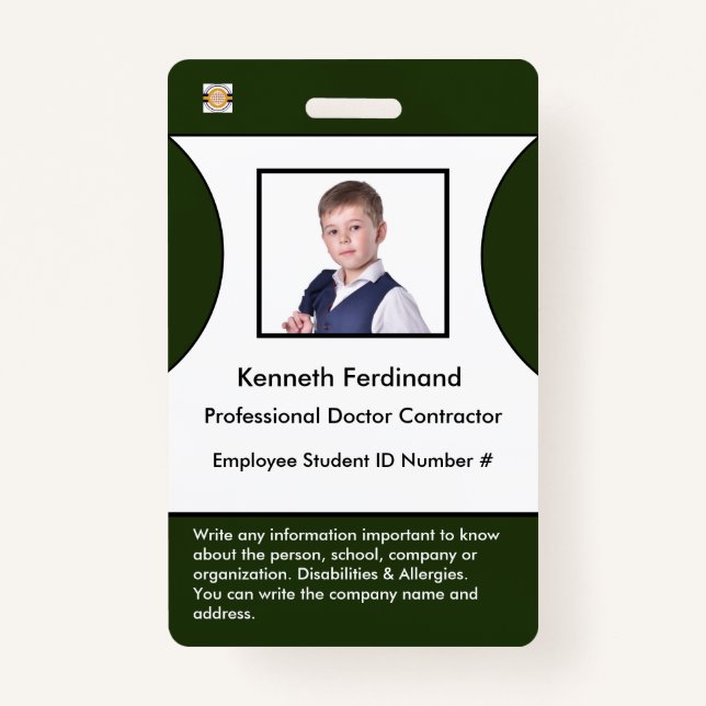 Employee Logo Id Identification Name Tag Badge (Front)
