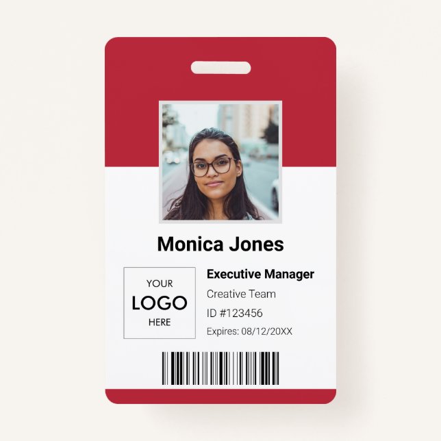 Employee Logo Photo ID Red Badge (Front)