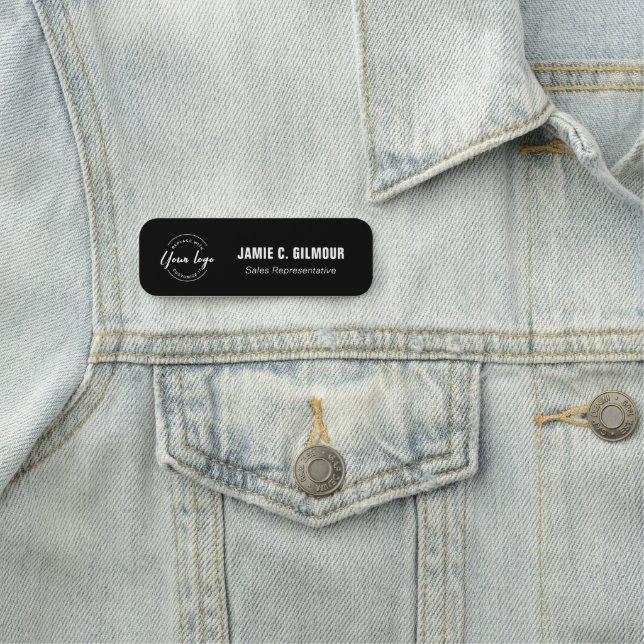 Employee Magnetic Custom Business logo Black Name Tag (In Situ)