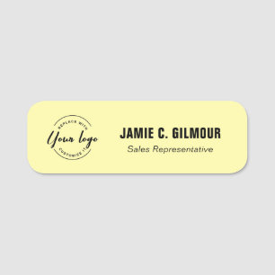 Employee Magnetic Custom Business logo yellow Name Tag