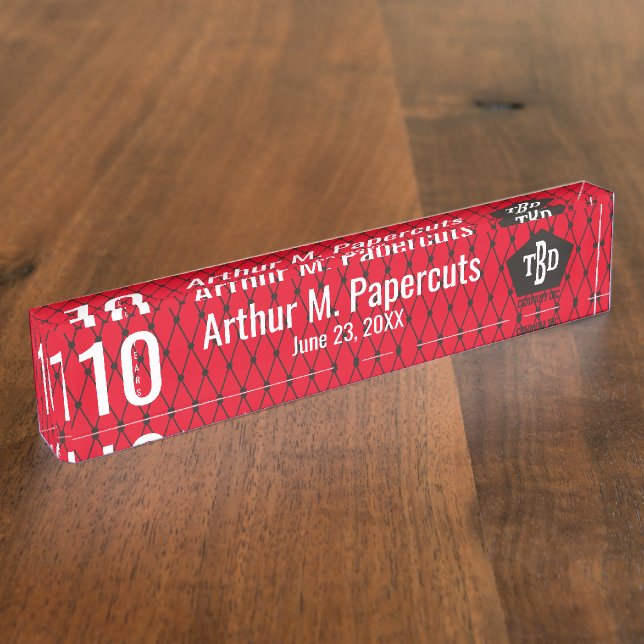 Employee milestone anniversary 10 years gift nameplate (Side)