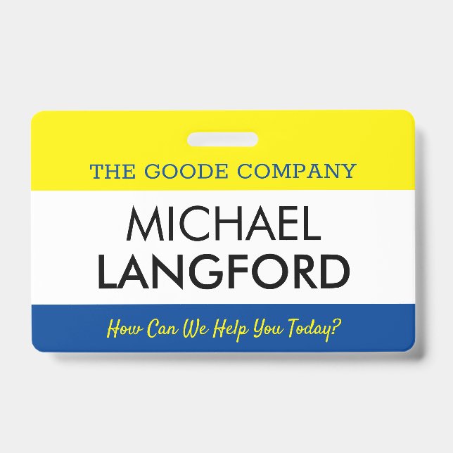Employee Name Badge | Custom Text and Color Basic (Front)