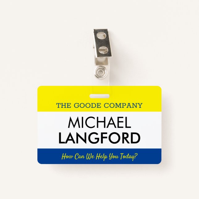Employee Name Badge | Custom Text and Color Basic (Front with Clip)