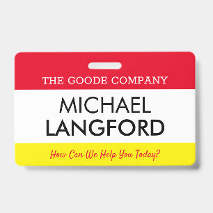 Employee Name Badge Custom Text and Color Basic