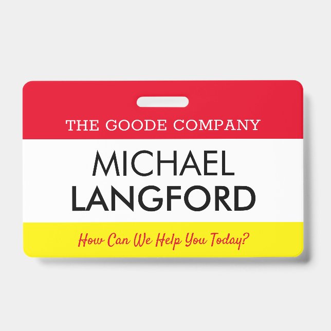 Employee Name Badge | Custom Text and Color Basic (Front)