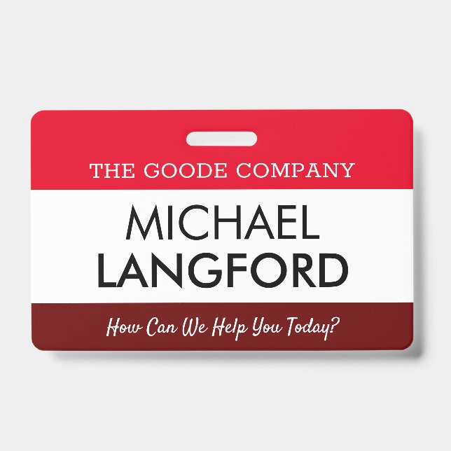 Employee Name Badge | Custom Text and Color Basic (Front)