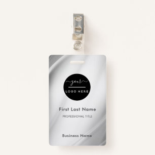 Employee Name Badge Silver/Business Logo Staff Tag