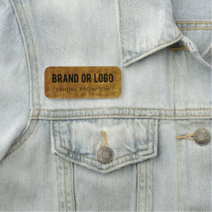 Employee Name Business Logo Metallic Gold Foil Name Tag