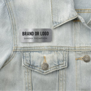 Employee Name Business Logo Metallic Silver Tag