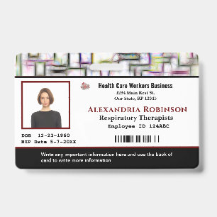 Employee Name Photo Logo Bar Code Custom Badge