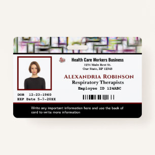 Employee Name Photo Logo Bar Code Custom Badge