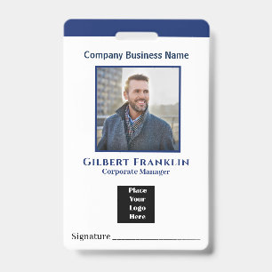 Employee Name Photo Logo Bar Code Custom Badge