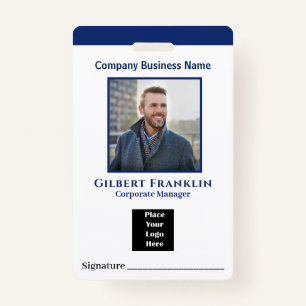 Employee Name Photo Logo Bar Code Custom Badge