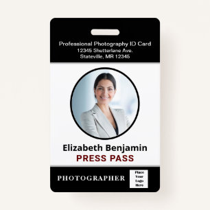 Employee Name Photo Logo Press Pass Custom ID Badge