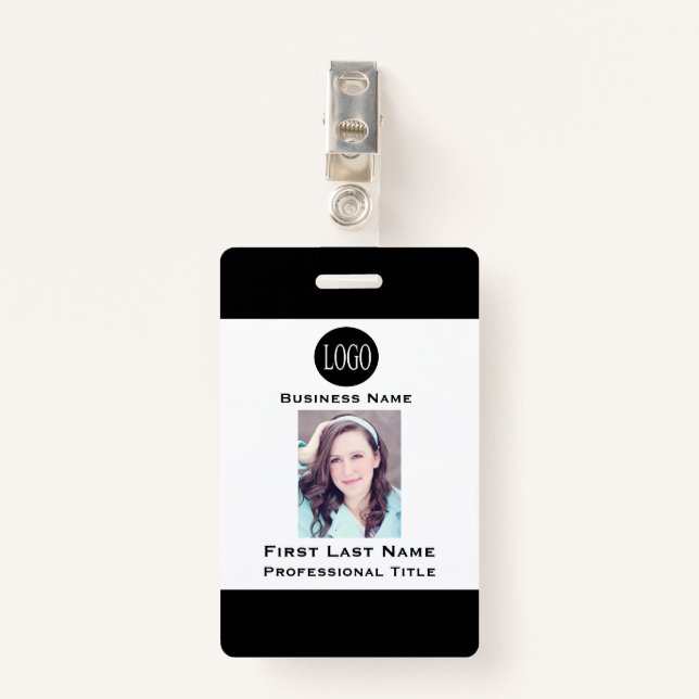 Employee Name Tag ID Card Badges Badge - Black (Front with Clip)