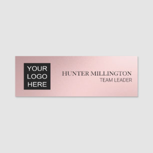 Employee Name Title Logo Metallic Blush Pink Tag